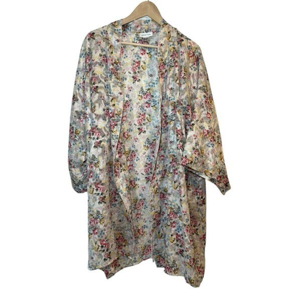 Vintage Morgan Taylor‎ Floral Robe M/L Kimono Colorful Boho Hippie